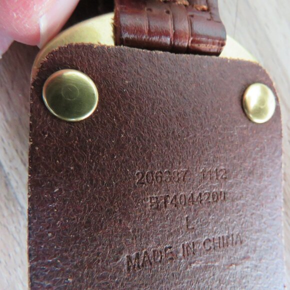 FOSSIL Textured Cognac Brown Leather Chunky Y2K Belt Festival - Women's Size L - Picture 10 of 11